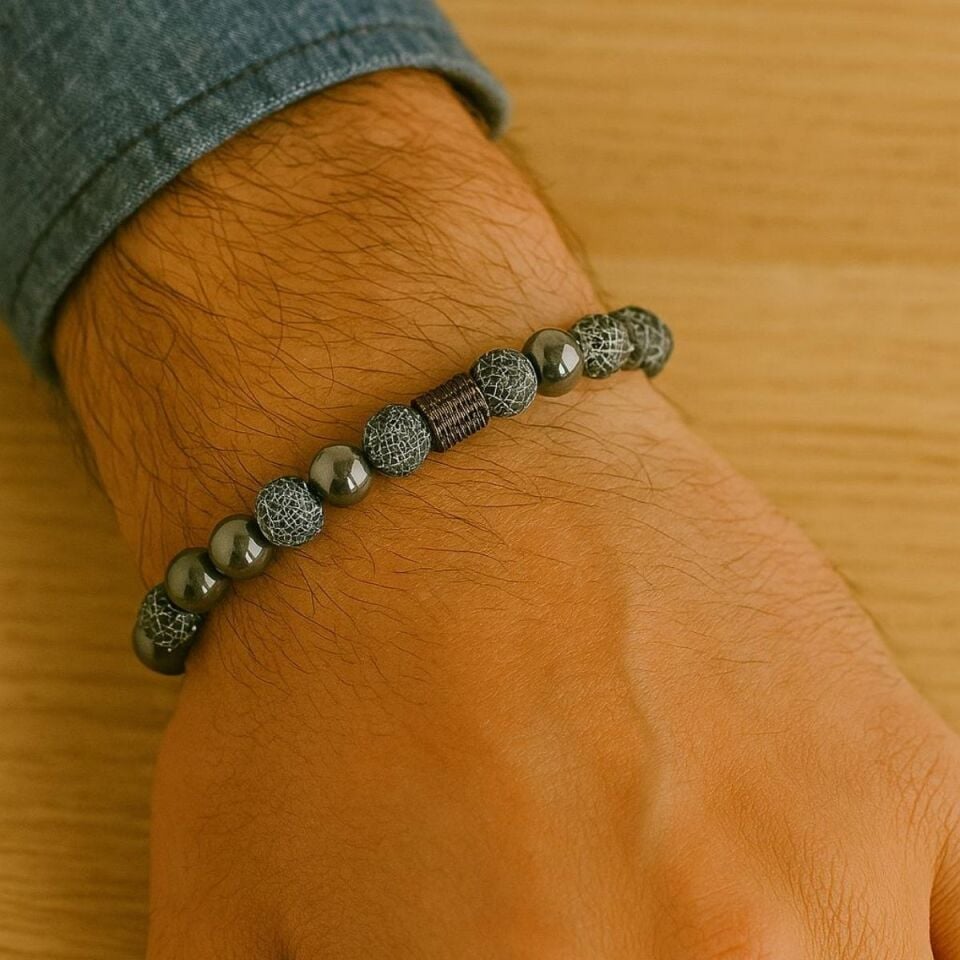 Mavi Taşlı Erkek Bijuteri Bileklik