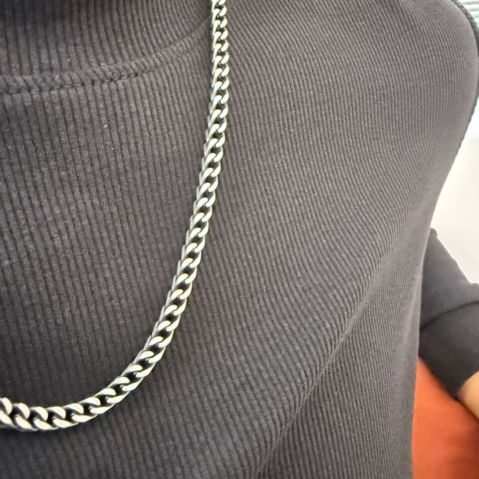 Metalik Kalın Çelik Erkek Kolye
