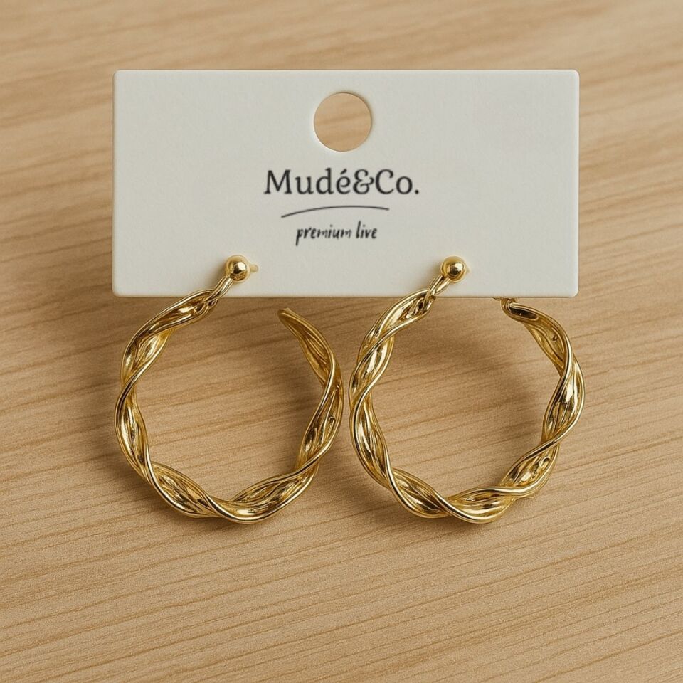Örgü Gold Renk Çelik Kadın Küpe