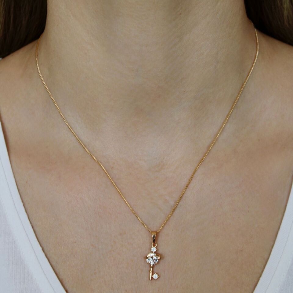 Xuping Zirkon Taşlı Anahtar Figür Kadın Kolye